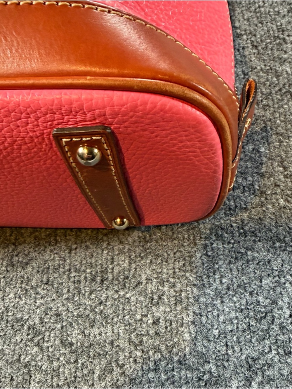 Dooney & Bourke Hot Pink Leather Satchel with Brown Trim - Picture 5 of 13